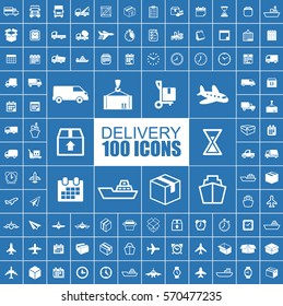 Delivery, Shipment, Post, Transportation, Courier and Logistic Vector Flat Icons.