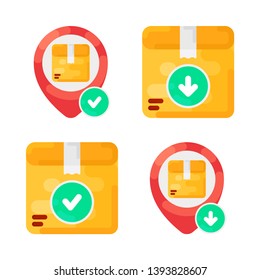 Delivery, Shipping and Arriving package flat vector icon illustrations. Distribution colorful icons.