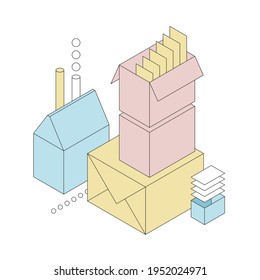 Paquete de envío y envío de cartón. Cajas de cartón