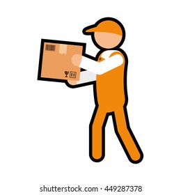 Delivery and Shipping concept represented by delivery man icon. isolated and flat illustration 