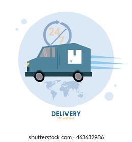 Delivery and Shipping concept represented by truck icon. Colorfull and flat illustration.