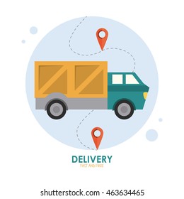 Delivery and Shipping concept represented by truck icon. Colorfull and flat illustration.