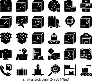 Auslieferung und Versand Füllsymbol set Vektorillustration stock
