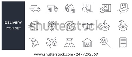 Delivery and shipping icon set 