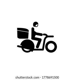 Delivery and shipping icon set. Man riding motorcycle. Truck symbol.