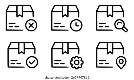 Delivery and shipping icons representing different actions