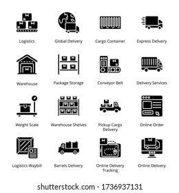 Delivery, Shipping and Logistics glyph Icons - Vectors