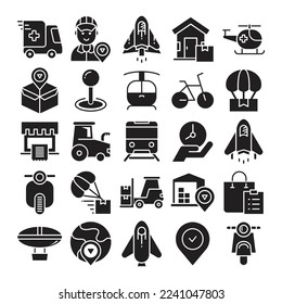delivery, shipping and logistics icons set