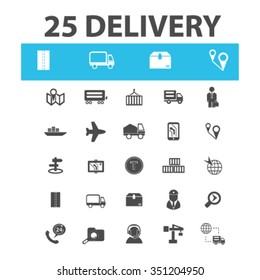 delivery, shipping, logistics  icons, signs vector concept set for infographics, mobile, website, application
