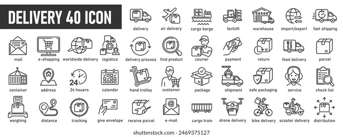 Delivery, shipping and logistics line web icon