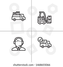 Delivery and shipping, logistics lineal icon set, transparent background.
