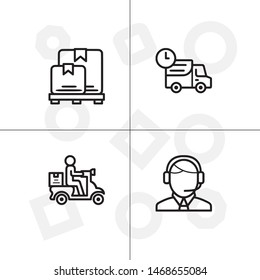 Delivery and shipping, logistics lineal icon set, transparent background.