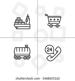 Delivery and shipping, logistics lineal icon set, transparent background.