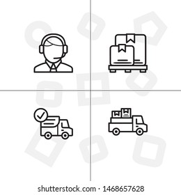 Delivery and shipping, logistics lineal icon set, transparent background.