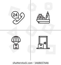 Delivery and shipping, logistics lineal icon set, transparent background.