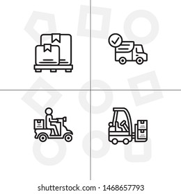 Delivery and shipping, logistics lineal icon set, transparent background.