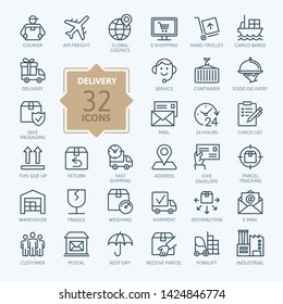 Delivery, Shipping, Logistics - Minimal Thin Line Web Icon Set. Outline Icons Collection. Simple Vector Illustration.
