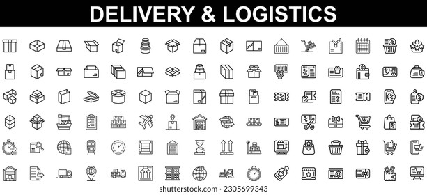 Delivery, shipping, logistics - minimal thin line web icon set. Outline icons collection. Simple vector illustration.