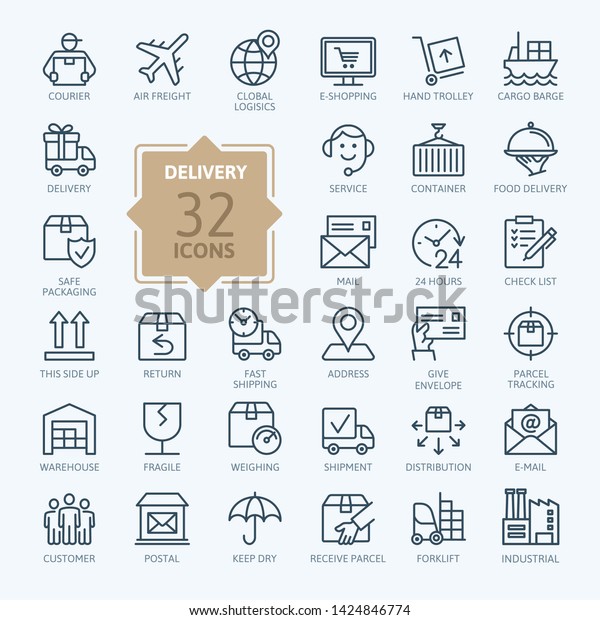 Delivery,\
shipping, logistics - minimal thin line web icon set. Outline icons\
collection. Simple vector\
illustration.