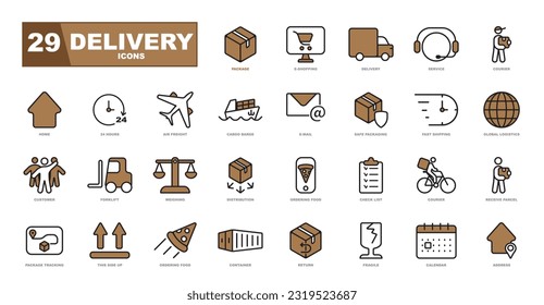 Delivery, shipping, logistics - minimal web icon set.