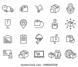 Delivery, shipping, logistics set icon symbol template for graphic and web design collection logo vector illustration