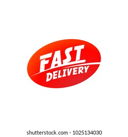 delivery and shipping logo. vector Fast delivery sign. Fast delivery typographic inscription on red ellipse shape. Vector illustration.