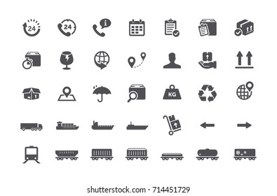 Delivery, shipping and quality service icons. Logistic company vector pictograms.