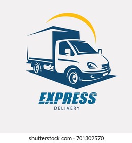 delivery and shipping service logo template, minivan stylized symbol