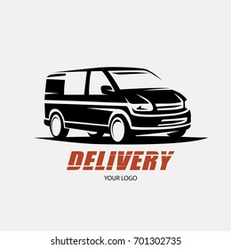 delivery and shipping service logo template, minivan stylized symbol