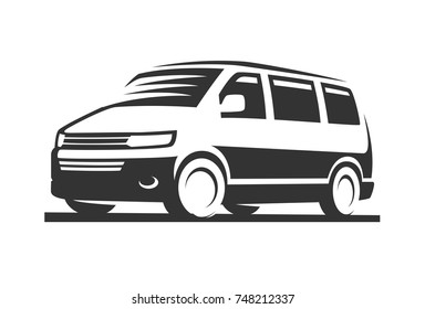 delivery and shipping service logo template, minivan stylized symbol