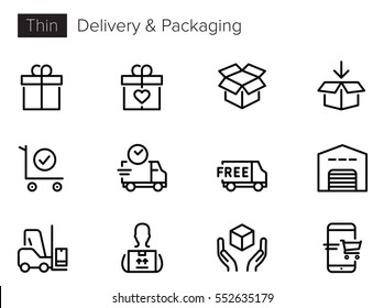 Delivery, Shipping, Shopping Line Vector icons set