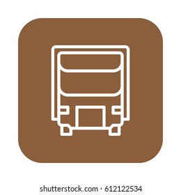 Delivery, Shipping truck flat line icon, linear vector sign on colorful rounded square button isolated on white. Lorry symbol, logo illustration. Flat design, pixel perfect