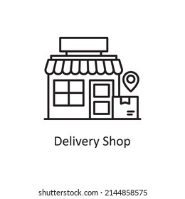 Delivery Shop vector Outline Icon Design illustration. Logistics And Supply Chain Management Symbol on White background EPS 10 File