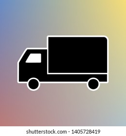 Delivery sign illustration. Black icon in white shell at pastel color background. Illustration.