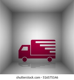 Delivery sign illustration. Bordo icon with shadow in the room.
