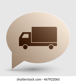 Delivery sign illustration. Brown gradient icon on bubble with shadow.