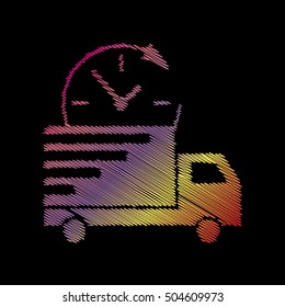 Delivery sign illustration. Coloful chalk effect on black backgound.