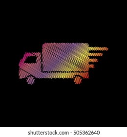 Delivery sign illustration. Coloful chalk effect on black backgound.