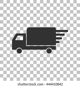 Delivery sign illustration. Dark gray icon on transparent background.