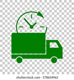 Delivery sign illustration. Dark green icon on transparent background.