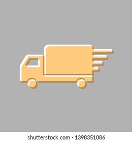 Delivery sign illustration. Emboss effect with light orange icon on gray background.