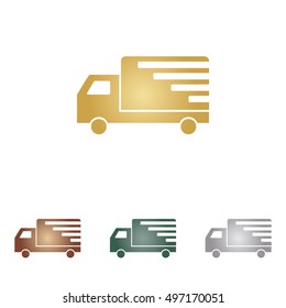 Delivery sign illustration. Metal icons on white backgound.