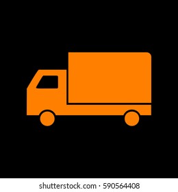 Delivery sign illustration. Orange icon on black background.