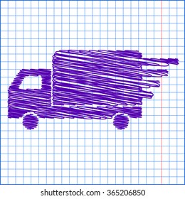 Delivery sign illustration with pen and school paper effect 