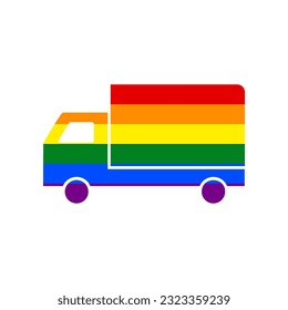 Delivery sign illustration. Rainbow gay LGBT rights colored Icon at white Background. Illustration.