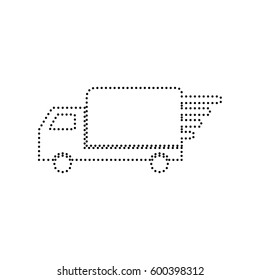 Delivery sign illustration. Vector. Black dotted icon on white background. Isolated.