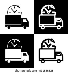 Delivery sign illustration. Vector. Black and white icons and line icon on chess board.