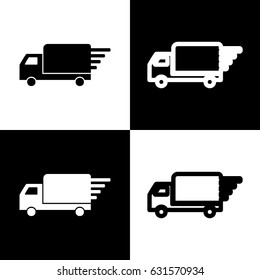 Delivery sign illustration. Vector. Black and white icons and line icon on chess board.
