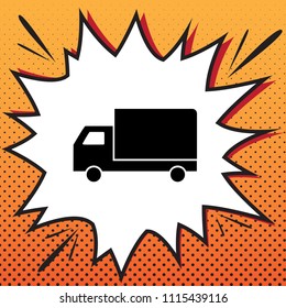 Delivery sign illustration. Vector. Comics style icon on pop-art background.