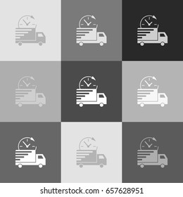 Delivery sign illustration. Vector. Grayscale version of Popart-style icon.
